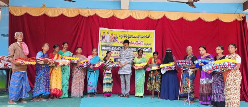 Sub-Inspector Distributes Blankets and Sarees to the Needy