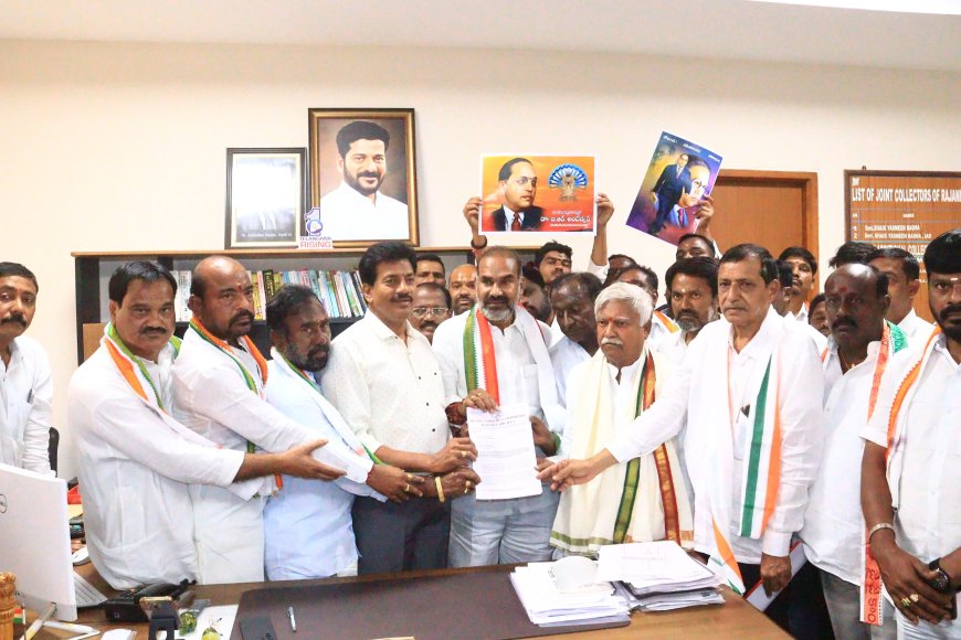 Rajanna Sirisilla District Congress leaders, led by Government Whip and Vemulawada MLA Adi Srinivas.