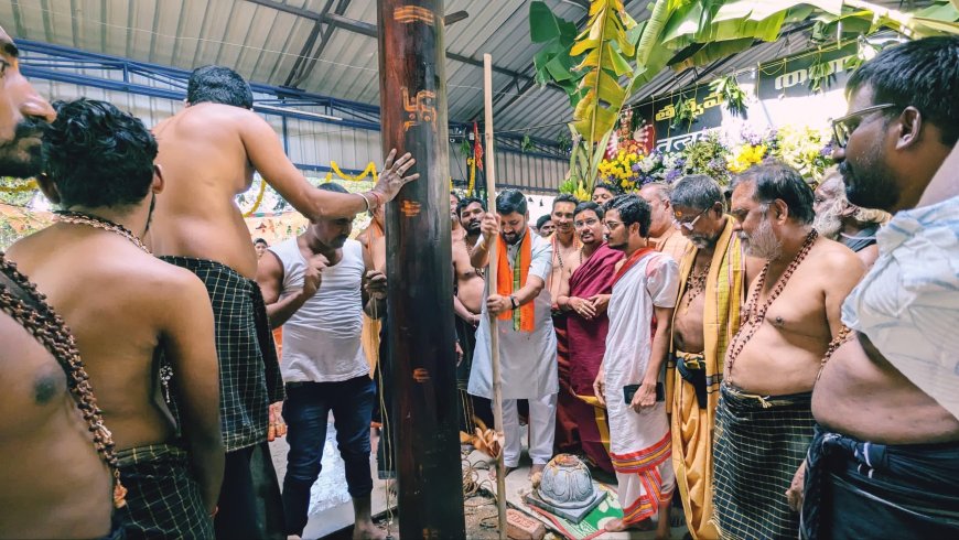 Sirpur MLA Participates in Ayyappa Temple Flagpole Installation Ceremony