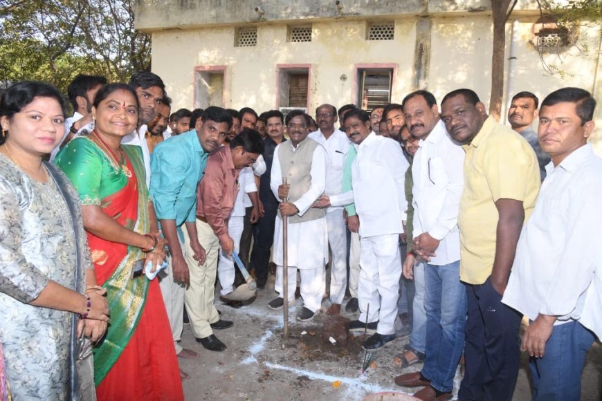 Indiramma Model House Works Launched by MLA Vivek Venkataswamy in Mandamarri