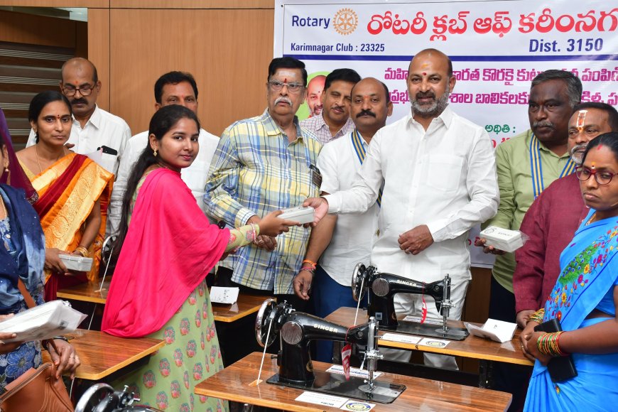 Union Minister Bandi Sanjay Distributes Bicycles and Sewing Machines in Karimnagar