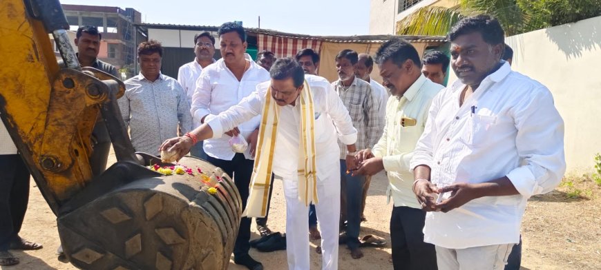 MLA Payal Shankar Lays Foundation for Side Drainage Construction in Adilabad