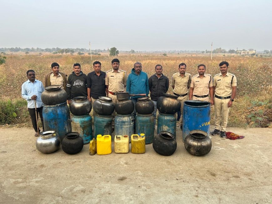 Kagaznagar Excise CI Conducts Raid on Illicit Liquor Production Units